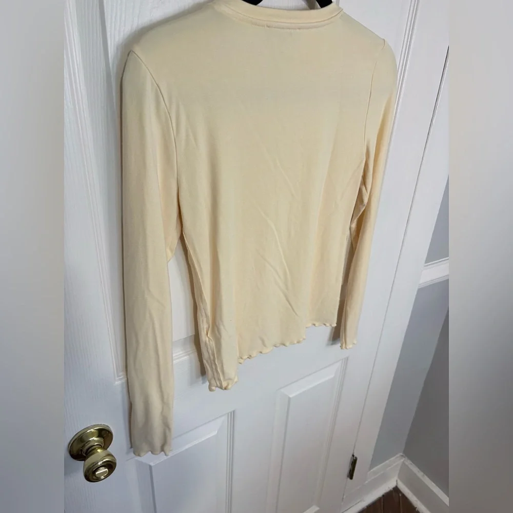 J.Crew Slim Fit Button Cuff Long Sleeve Tee | Soft Yellow | Size Small